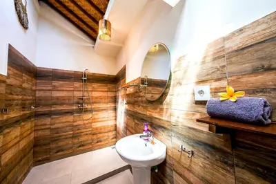 a bathroom with a sink and a mirror at Villa CONOR - LEGIAN - SEMINYAK - 2 Bedroom 2 Bathroom Villa - Great Location in Seminyak