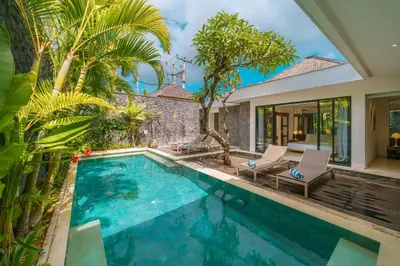 an image of a swimming pool in a villa at Villa Anahata: Modern 2BR Villa w/ Pool in Seminyak ! in Seminyak