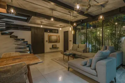 a living room with a couch and a table at Bali Townhouse 1 - Amazing 2BR Villa w/pool - Perfect Location in Canggu