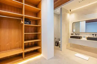 a bathroom with a sink and a mirror at Manresa Villa Bali 4 in Canggu
