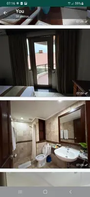 two pictures of a bathroom with a toilet and a sink at Two bedroom suite Apartment, Jayakarta,Legian, Unit 6420, block A ,4th floor in Seminyak