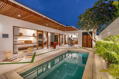 an image of a swimming pool in a house at Cosy 2bd Chic Villa with Private Pool in Central Location in Kerobokan