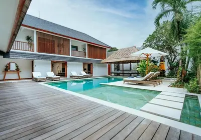 an image of a villa with a swimming pool at Spacious 4 Bedroom Private Villa in buzzy of Seminyak in Canggu