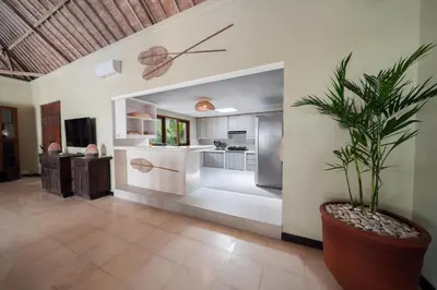 a kitchen with a plant in a large room at Villa CHANDI 2 - Legian - Seminyak - 5 Bedroom 4 Bathroom Villa - Great Location ! in Seminyak