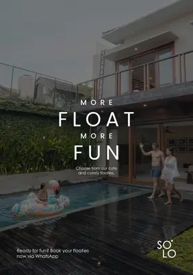 a magazine advertisement for a house with people in a pool at Kolila Villa Seminyak by Ini Vie Hospitality in Seminyak