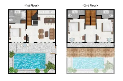a floor plan of a villa and a pool at Villa de Mer Bali in Legian