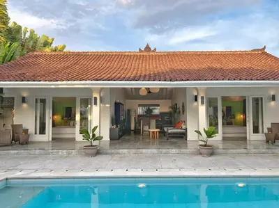 a house with a pool in front of it at Fully renovated villa 3BR in Seminyak - Oberoi in Seminyak