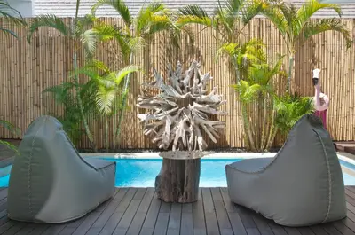a sculpture of a snowflake next to a pool at 3BR Villa Kita - Minggu Villas-Special Stay Bonus in Seminyak