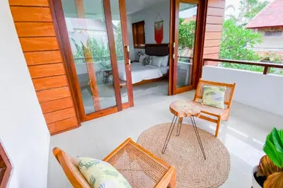 a living room with a bed and a bedroom at Luxury 2 BR Private Pool Villa ZN101 in Seminyak