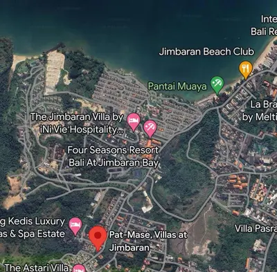 a map of a city with pink and green balloons at Jimbaran Cozy Stay in Jimbaran