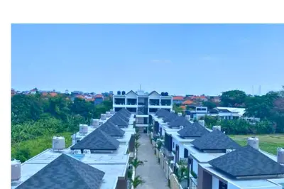 arial view of a row of roofs of houses at Reline 1 BR Studio with Sofa Bed in Jimbaran