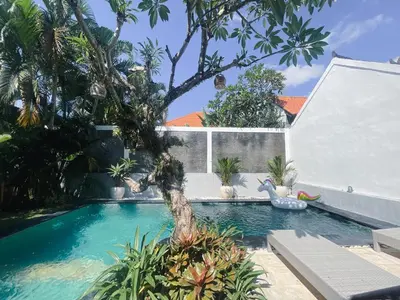 a swimming pool with a tree in the middle at Nawa Villa private pool 3bedrooms in Seminyak