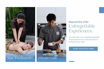 two pictures of a man and a woman preparing food at Villa Casa Gaia 3 by BaliSuperHost in Kerobokan