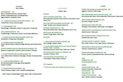 a screenshot of a menu for a restaurant at Sol Bella Villa 3 in Seminyak