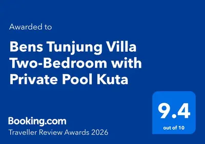 a screenshot of a phone with the words twins turning village two bedroom with private pool at Bens Tunjung Villa Two-Bedroom with Private Pool Kuta in Seminyak