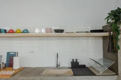 a kitchen with a sink and a counter top at Villa Orked 4 with 12 meter pool in Seminyak