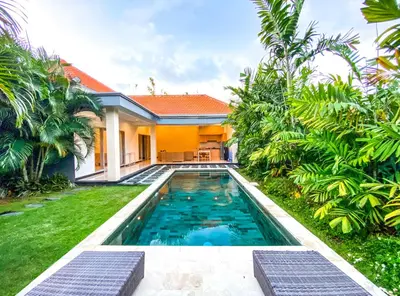 a swimming pool in the backyard of a house at Luxe 2Bedrooms D Villa Berawa - Near Beach,FINNS & ATLAS in Canggu