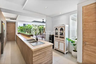 a kitchen with a sink and a counter top at Bamila Villa by Kozystay - Umalas in Canggu