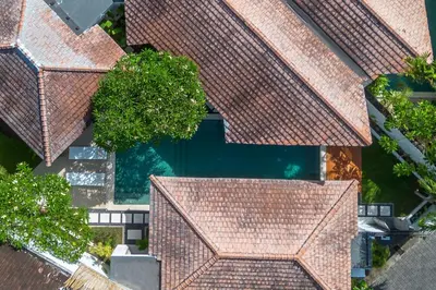 an overhead view of a roof of a house at Villa Cocodrilos 1 by Pertama Management in Seminyak