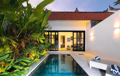 a pool in the backyard of a villa at Abby May - Top location near Potato Head, walk everywhere! in Seminyak