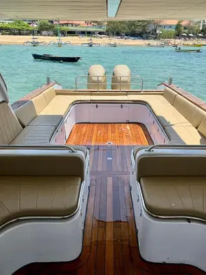 a boat deck with a hot tub on the water at Круиз на Яхте с Бали на Нуса Пенида in Sanur
