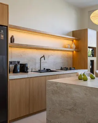 a kitchen with a sink and a counter top at Villa Oasia 1 Seminyak in Seminyak