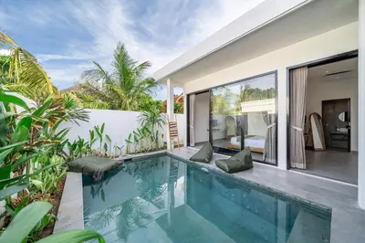 a swimming pool in the backyard of a villa at Peaceful 2BR Pool Villa in Kerobokan - V1 in Kerobokan