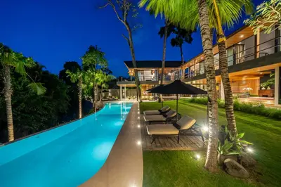 an image of a swimming pool in a villa at The Riverfront 5BR Luxury Villa Near the Beach in Canggu