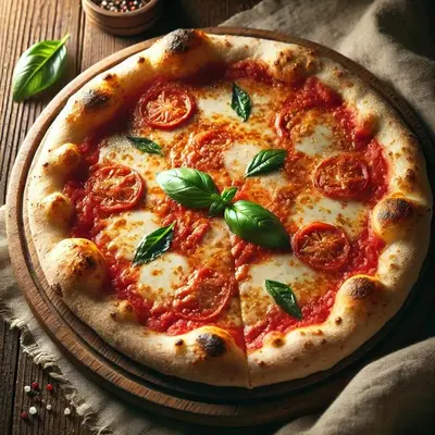 a pizza with pepperoni and basil on a table at Mahome - Near Finn's and Atlas Beach Club in Canggu