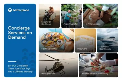 a collage of pictures of various services on demand at Sophisticated Luxe Martini 1 - 1BR Villa in Kerobokan