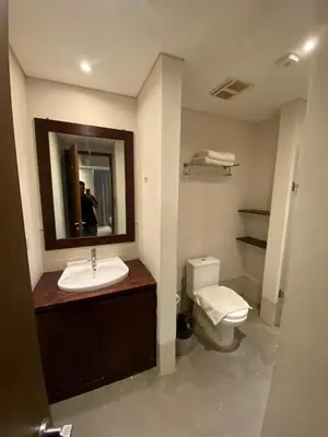 a bathroom with a sink and a toilet and a mirror at Signature Seminyak in Seminyak