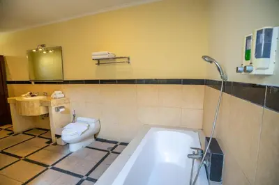 a bathroom with a toilet and a bath tub at Clasic 3BRoom Villa In Seminyak in Seminyak