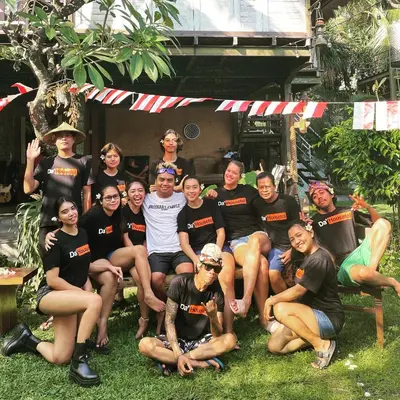 a group of people posing for a picture at Da Housetel Kuta in Kuta