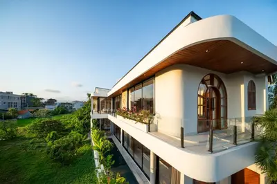 an aerial view of a building at New Luxury 3BR Villa walk to Atlas, Finns & Berawa beach in Canggu