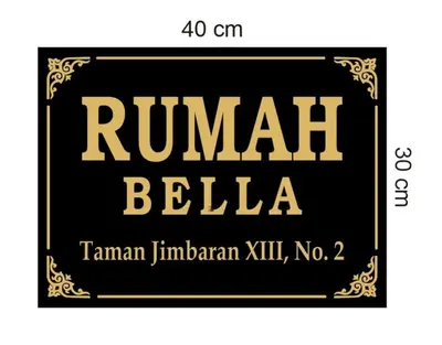 a black and gold sign with the text ramallah bella at Rumah Bella Private Villa 3 Bedroom 3 Bathroom in Jimbaran