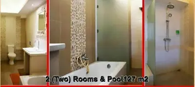 two pictures of a bathroom with a tub and a sink at Bali Balitung in Seminyak