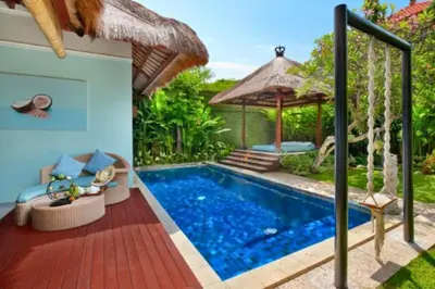 a villa with a swimming pool and a gazebo at Malaya Stunning 1 BR Private Pool Villa With Bathtub in Seminyak