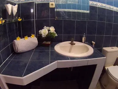 a bathroom with a sink and a toilet at 24/7 Bed & Breakfast in Jimbaran
