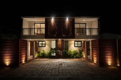 a house at night with the front door lit up at Private Pool Villa Near Uluwatu in Jimbaran