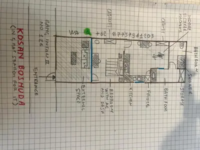 a drawing of a house on a squared paper at Digital Nomad Oasis in Bali Calm, Cozy, Connected in Kerobokan
