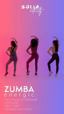 a poster for zumba in ingrica of theventhventhventhventhorn at Solia Legian Bali in Legian