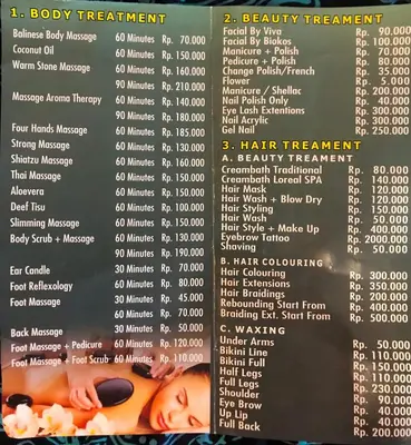 a menu for a baby friendly restaurant at Seahouse Bali Indah Beach Inn in Kuta