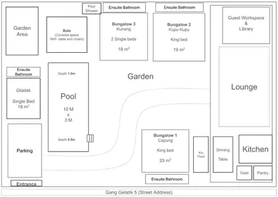 a block diagram of a block diagram of a garden at Bali Villa Aja in Seminyak