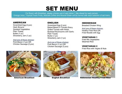 a collage of pictures of different breakfast foods at Sulis Beach Hotel & Spa in Kuta