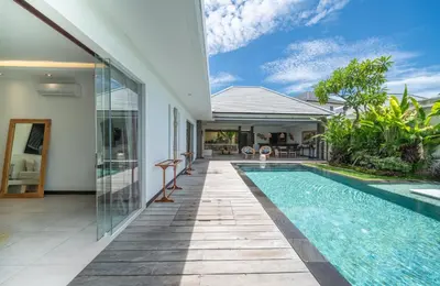an external view of a villa with a swimming pool at Villa Bima - 3 Bedroom Villa in Seminyak in Seminyak