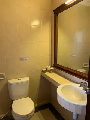 a bathroom with a toilet and a sink at Nirwana Suites in Denpasar