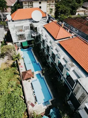 an overhead view of a building with two swimming pools at Baleka Resort & Spa in Legian
