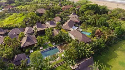 an aerial view of a villa with a resort at Villa Zelie in Canggu