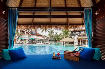 a view of the pool from a resort room at Hard Rock Hotel Bali in Kuta