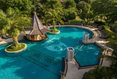 an overhead view of a swimming pool at a resort at Bali Tropic Resort & Spa - CHSE Certified in Nusa Dua